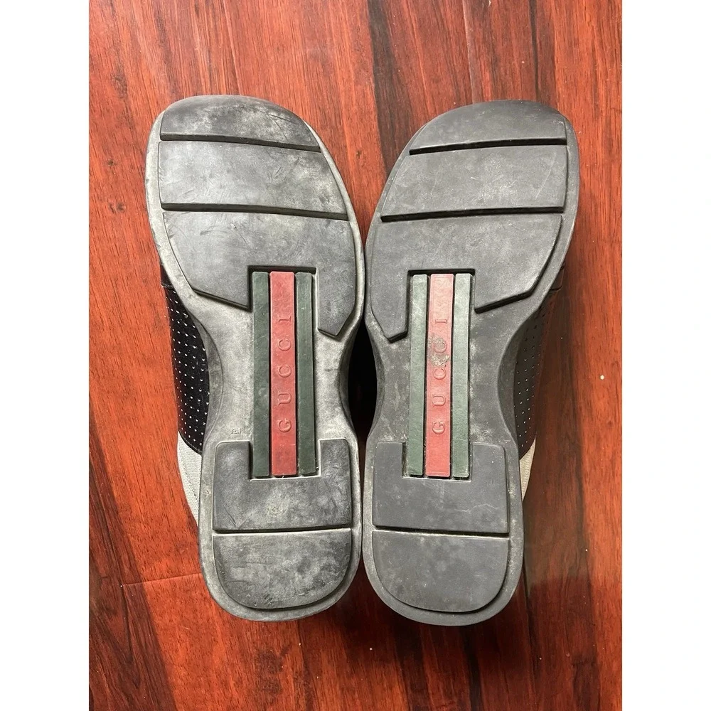 Gucci Sport Square Toe Strap Shoes Black Grey Leather Canvas Tom Ford Mens 9.5